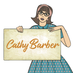 Woman Holding Sign Saying Cathy Barber Illustration