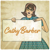 Woman Holding Sign Saying Cathy Barber Illustration